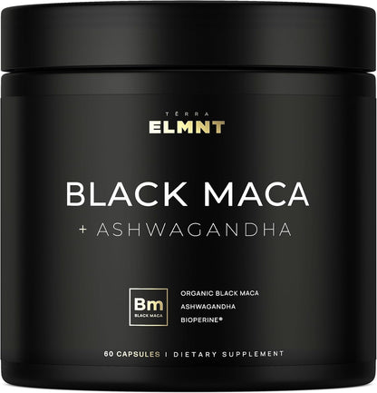 Organic Black Maca Root 40,000mg 40X Strength with Ashwagandha - Premium High Potency Male Supplement 100% Pure Maca Peruana 40:1 Extract Capsules