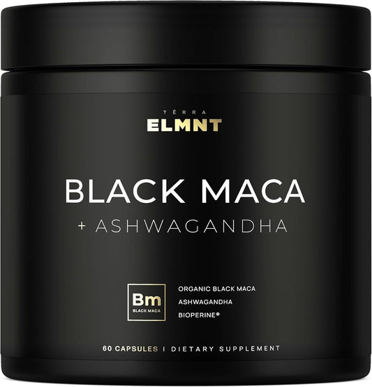 Organic Black Maca Root 40,000mg 40X Strength with Ashwagandha - Premium High Potency Male Supplement 100% Pure Maca Peruana 40:1 Extract Capsules